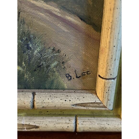 Vintage Acrylic Painting Floral Landscape 9x7 Framed Artist Signed - Picture 4 of 5